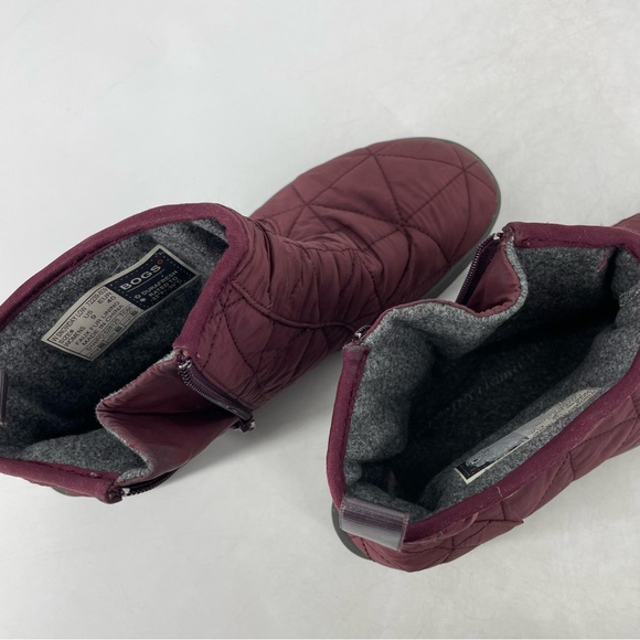 Bogs Women's 9 Snowday  Lo Waterproof Winter Snow Boots Burgundy Side Zip 72697 - Picture 8 of 9